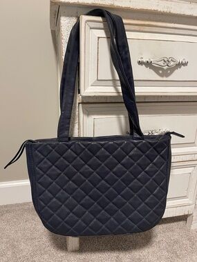 Quilted HOBO Navy Shoulder Tote Bag